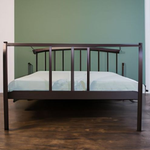 Cadre de lit à plateforme en métal, meubles de chambre à coucher, grand appartement, cadre de lit en métal vert, lit d'hôtel personnalisé en bois et en métal