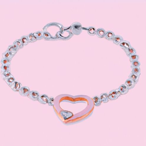 不可氧化的高级珠宝不锈钢蛇粉红色石英链心形锆石 Love 手链 Femme OEM Pulsera Acero