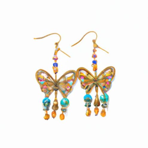 with Bohemian style for female shape beads Wholesale Medieval earrings multi-layer butterfly earrings