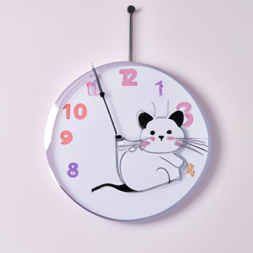 Lindo gato ratón columpio pared decoración de la habitación reloj niño Relojes de pared Reloj de cuarzo acrílico creativo para niños