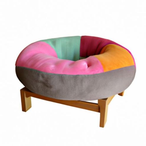 Vele kleuren aangepaste kleur beschikbaar herfst met houten frame Winter verdikte pluche donut huisdierbed voor kattenrust Hot Sale populair duurzaam