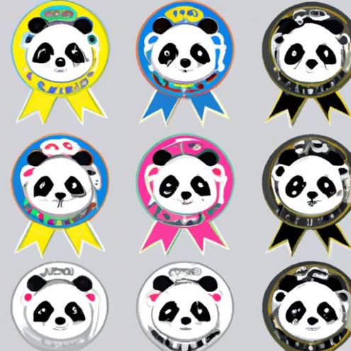 搪瓷浮雕卡通马拉松定制标志豪华奖牌设计带丝带定制可爱熊猫奖牌软