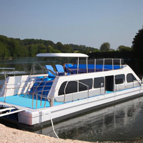 25ft/27ft/30ft Barco flotante de aluminio para fiestas y pasajeros Barcaza Tritoon Pontón de dos pisos Muebles para barcos Barco con tobogán Barcos pontón Allsea