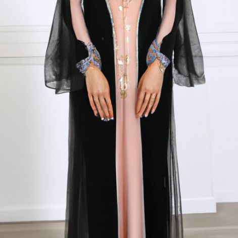 luxuoso organza pérola abaya feminino de duas peças com vestido deslizante 2 peças conjunto abaya modesto brilhante para 2023 Ramadã Abaya Turquia SIPO Eid Dubai