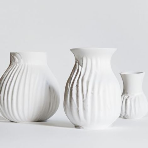 three Vase White Ceramic Ornaments Minimalist tabletop decor flower Home Decor With Matte Vase Amazon hot Selling Nordic Set of