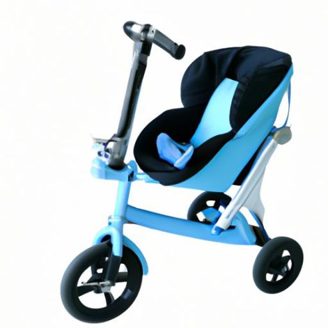 Cochecitos de tres ruedas con música, triciclos ligeros para bebés de 1 a 4 años, color azul, mango para bebé