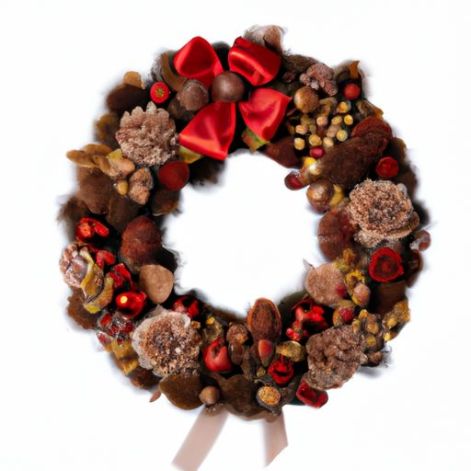 Wreaths And Christmas Garland Wholesale wreath lights remote control Diameter 35 cm Real Pine Cones Hanging Front Door Artificial Christmas Party