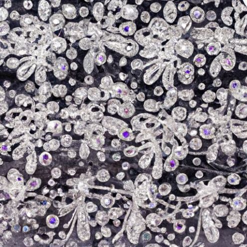 beaded tulle lace fabric glitter lace fabric for with sequins for wedding dress 3d applique flowers pattern embroidered