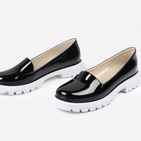 Zapatos Zapatos de cuero negro antideslizantes para mujer, zapatos planos, cómodos, con suela suave, zapatos de trabajo para azafata, novedad de 2023