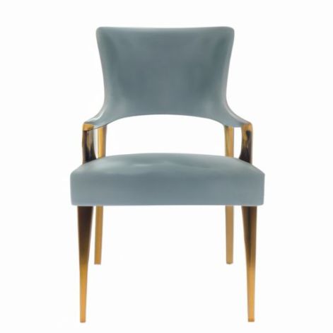 Furniture Gray Armrest Chair Velvet Seat wholesale solid Gold Metal Legs Dining Chairs Home Hotel Ballroom
