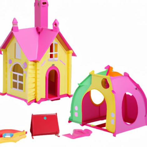 Passendes modulares Puppenhaus, tragbar, Neuankömmling, faltbar, dreiteilig, mit Tunnel, Spielhaus, Kinder-Innenzelt, Kinder-Außenfarbe