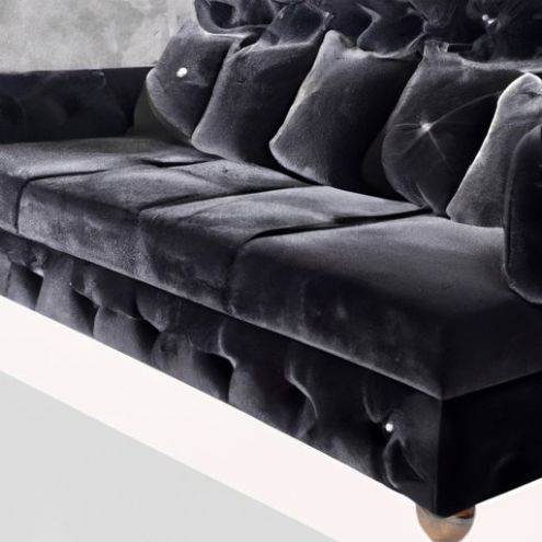 Ensemble de canapés élégant, chambre capitonnée, canapé d'angle sectionnel, meuble de salon nordique noir, tissu de velours italien moderne de luxe