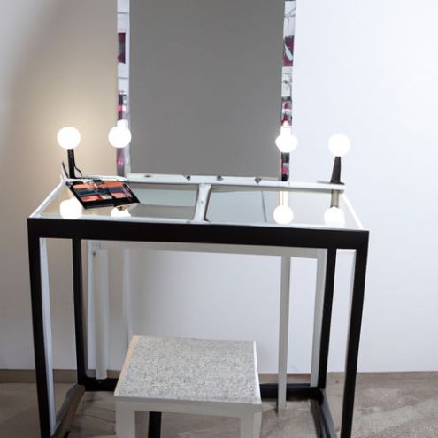 Dressing with Mirror And Stool modern glass Dresser Mirrored Vanity Table ESSENT Wholesale Makeup